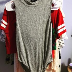 Gray halter bodysuit
